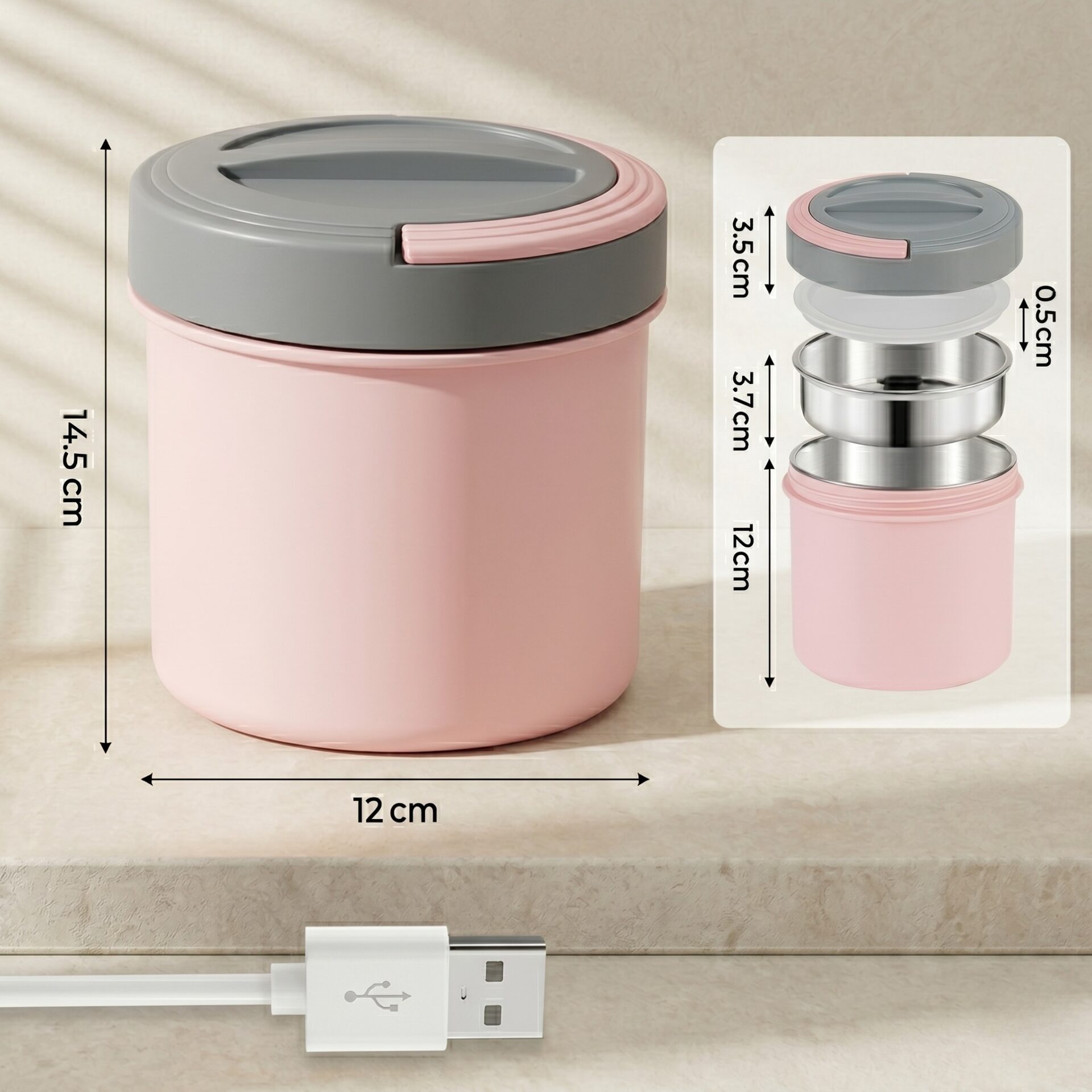 Lunch box jaune USB