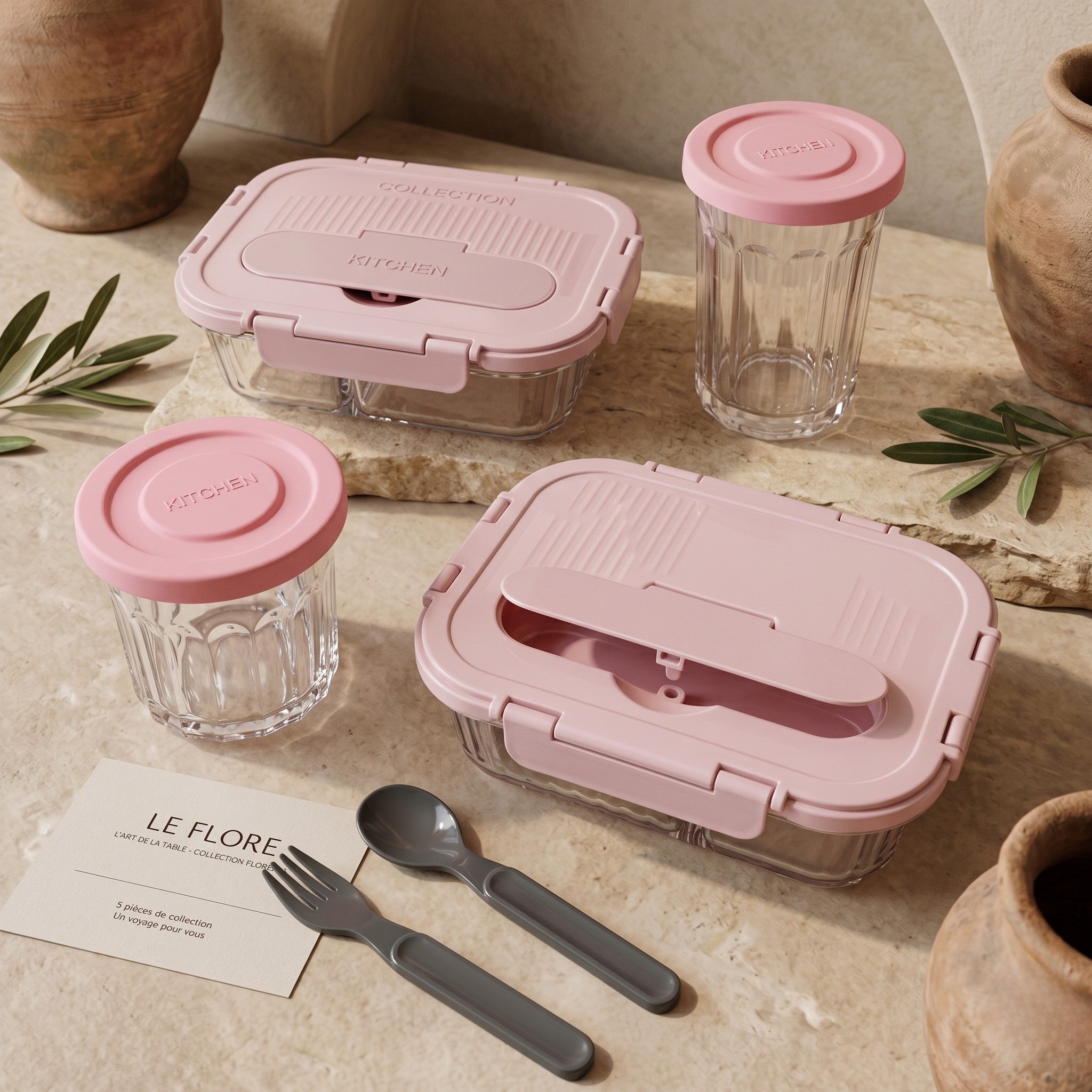 boîte repas en verre élégante