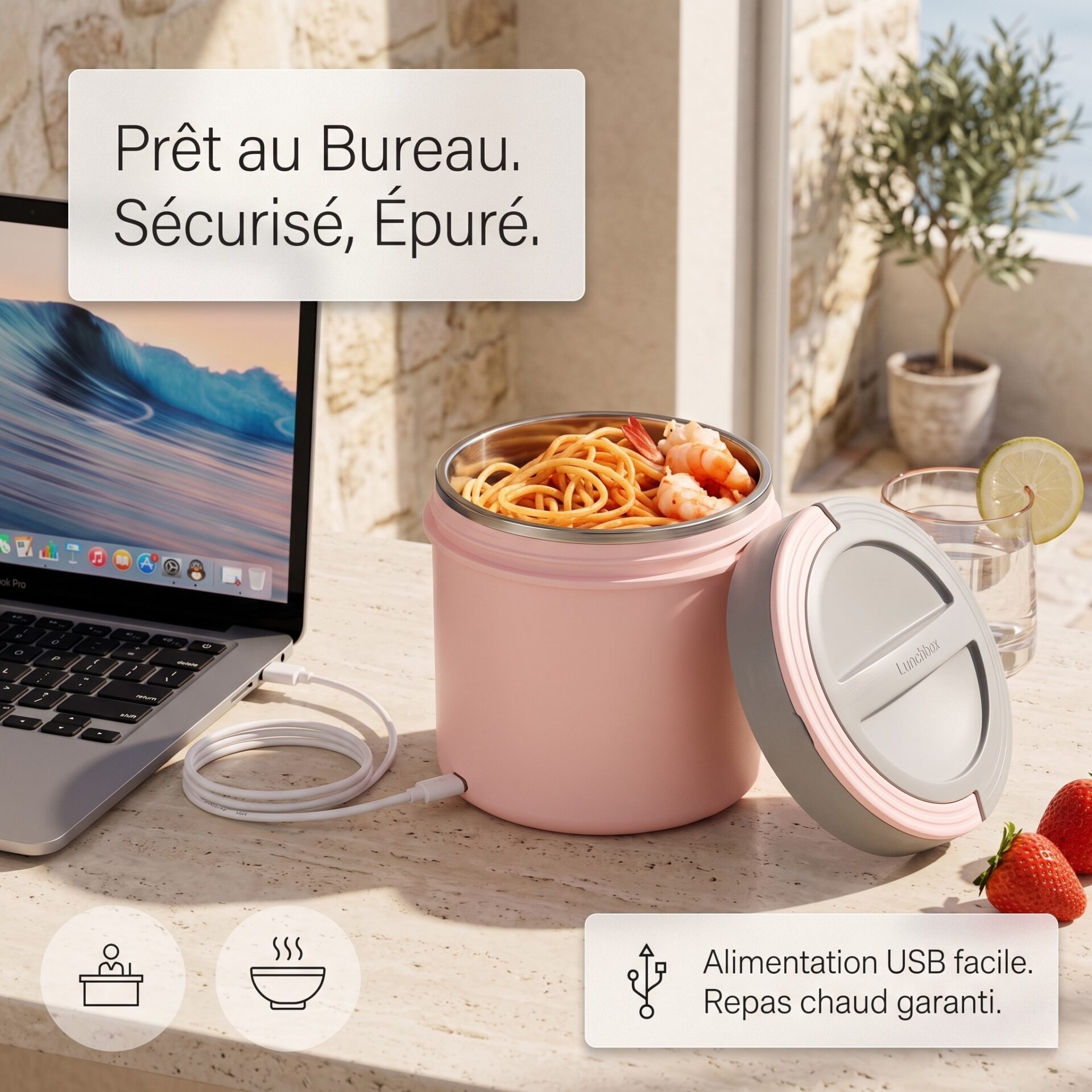 boîte à lunch USB chauffante
