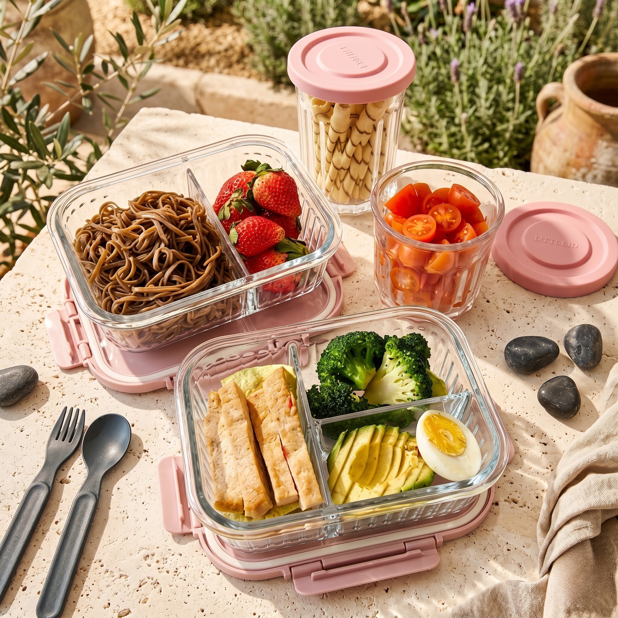 Lunch box en verre avec couverts