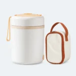 Thermos chauffant USB blanc 0,6 L avec son sac de transport