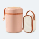Thermos chauffant USB rose 0,6 L avec son sac de transport
