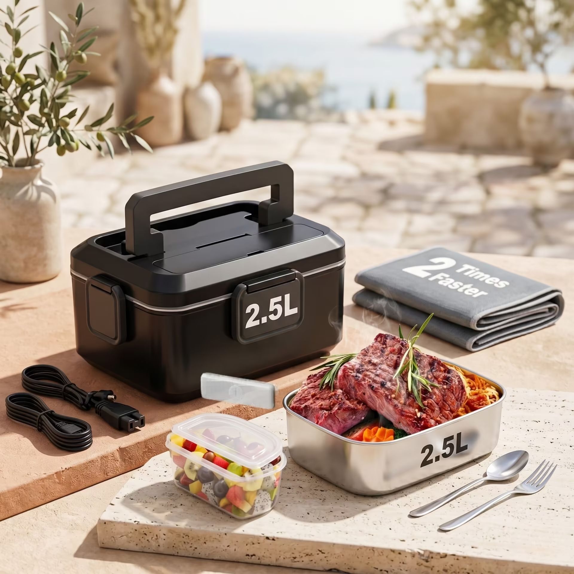 Grande lunch box chauffante – 220V, format familial – Image 2