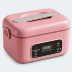Lunch box chauffante batterie 1 L rose avec écran de commande en façade
