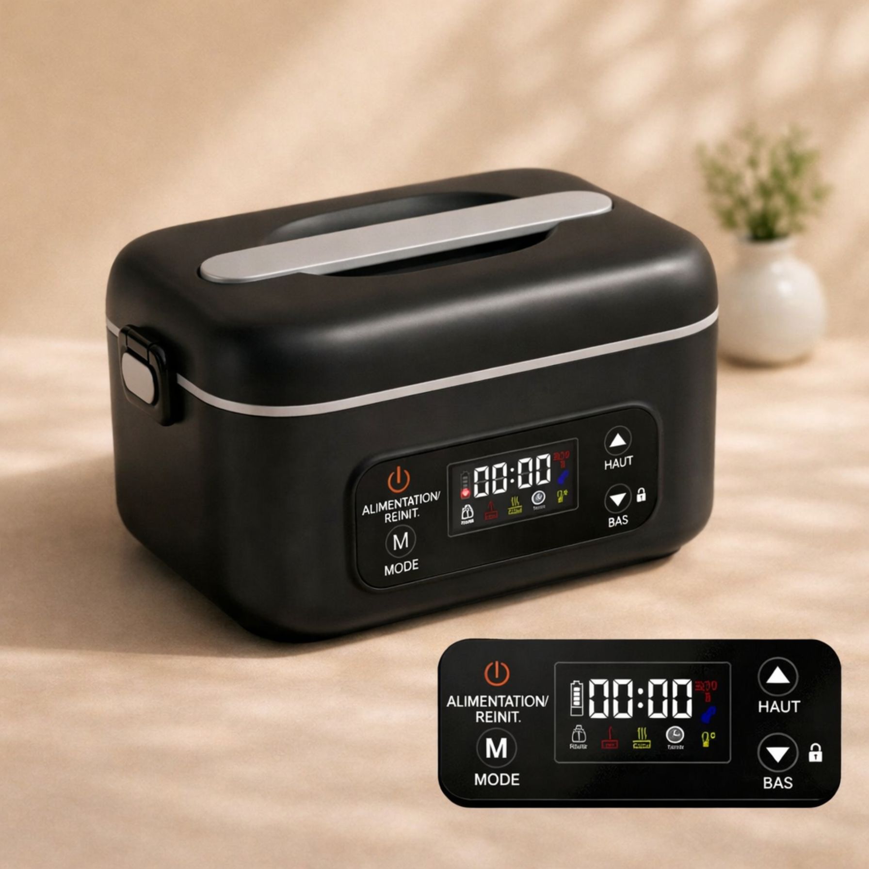 Lunch box chauffante batterie 1 L avec cuve inox 304 et écran LED tactile