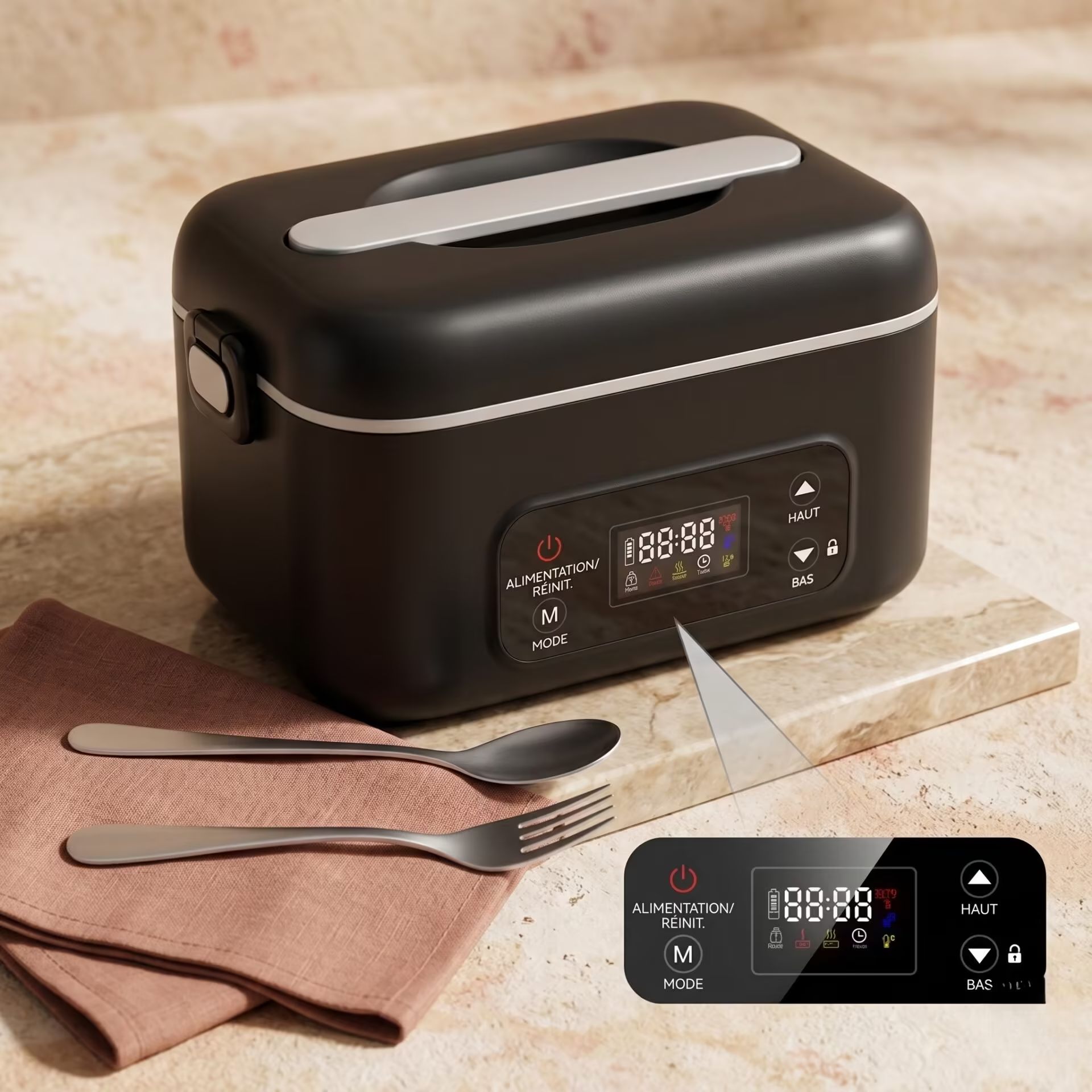 Lunch box chauffante batterie - 1 L inox repas nomade – Image 6