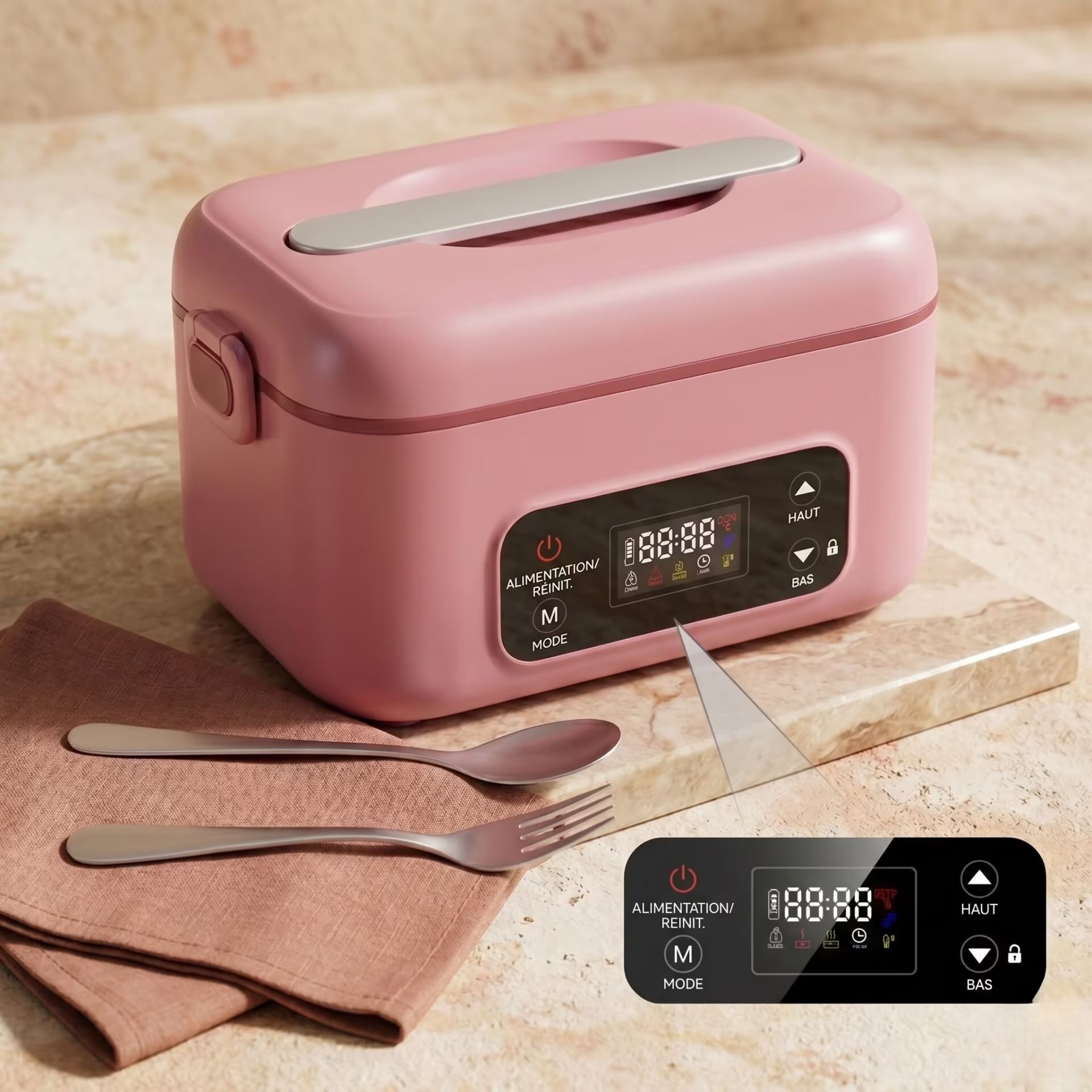 Lunch box chauffante batterie - 1 L inox repas nomade – Image 5