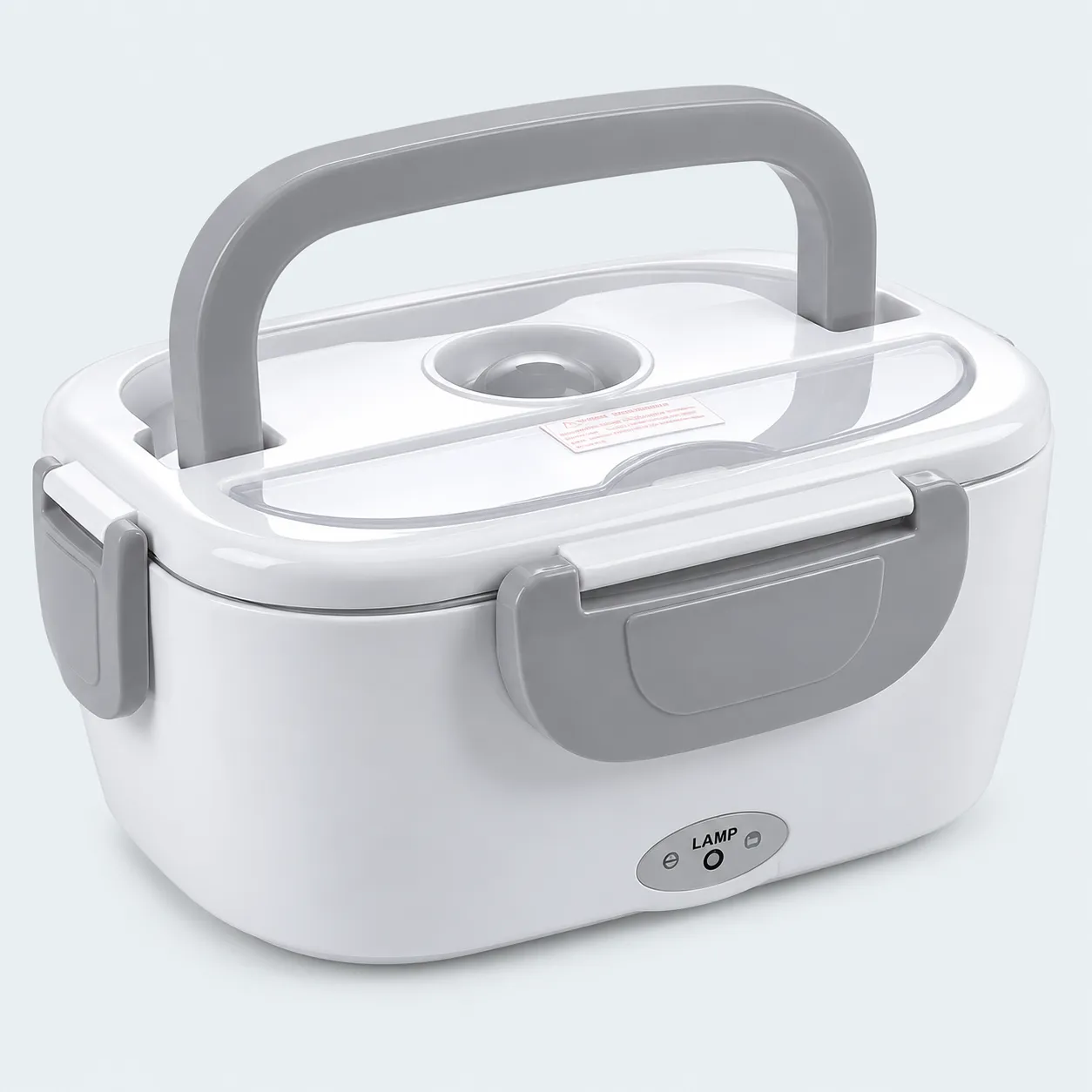 Lunch box chauffante blanche et grise de 1,5 L avec poignée relevée