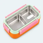 Lunch box isotherme inox 2 compartiments orange avec couvercle étanche