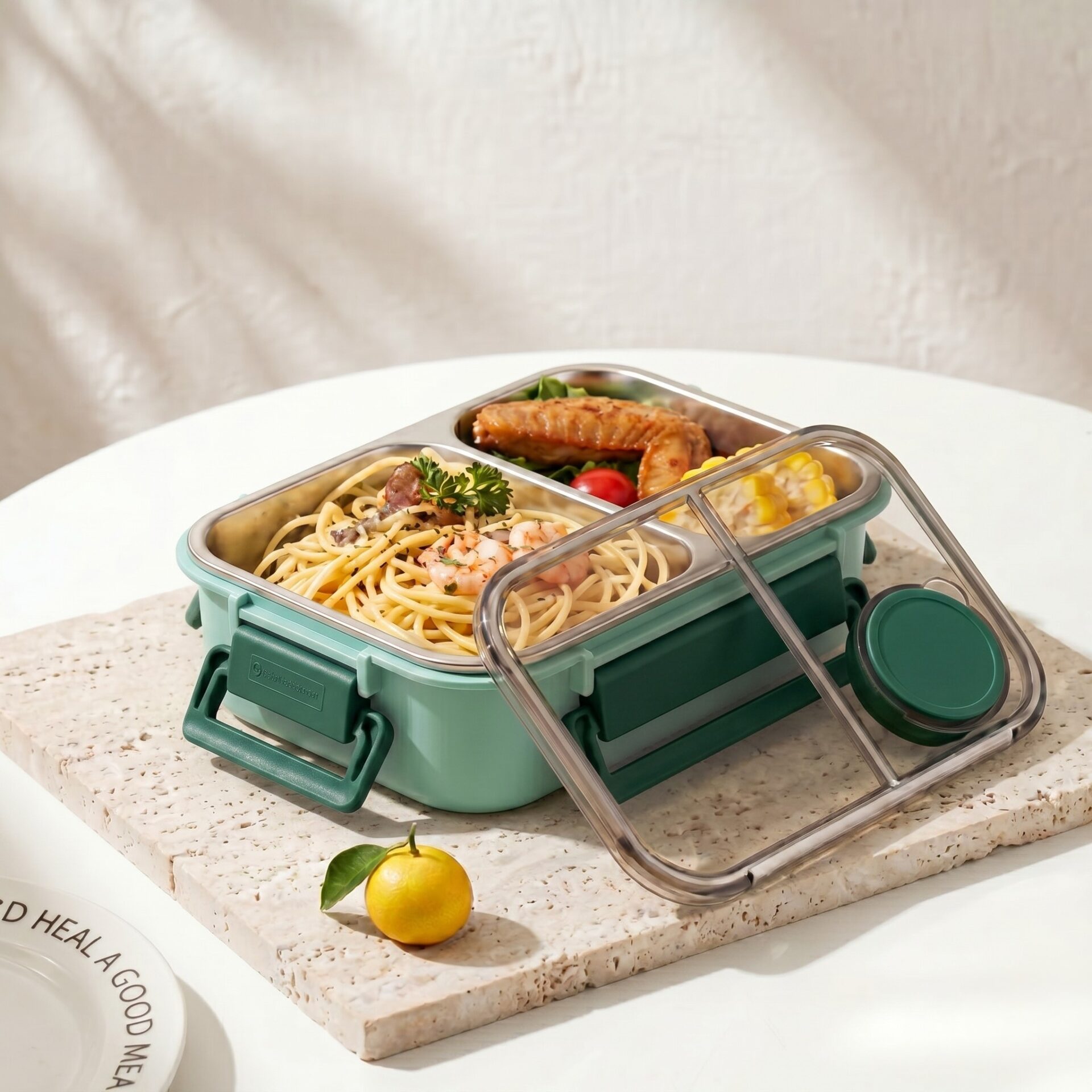 boîte à lunch inox verte