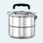 Lunch box inox grande capacité 2 étages avec poignée
