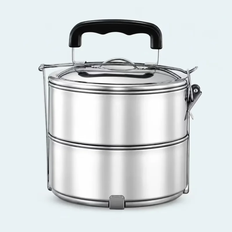 Lunch box inox grande capacité 2 étages avec poignée