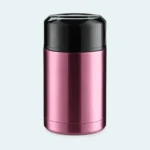 Pot isotherme inox rose à couvercle noir, vue de face
