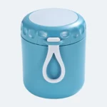Lunch box bébé pot isotherme bleu, intérieur inox, couvercle à vis et dragonne