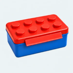 Lunch box enfant compartiment Construction fermée, en forme de brique de jeu rouge et bleue