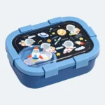 Lunch box enfant compartiment dessin animé 1000 ml bleue, couvercle transparent illustré