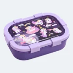 Lunch box enfant compartiment dessin animé 1000 ml violette, couvercle transparent illustré
