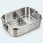 Lunch box inox 304 argent, version 3 compartiments