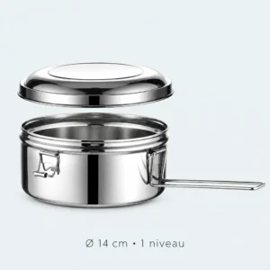 Lunch box inox 304 ronde 1 niveau 14 cm
