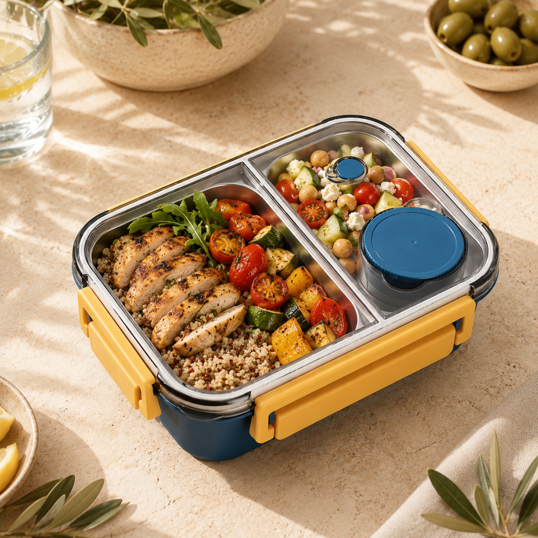 Lunch box inox isotherme - 850 ml Compartimentée Bleu – Image 2
