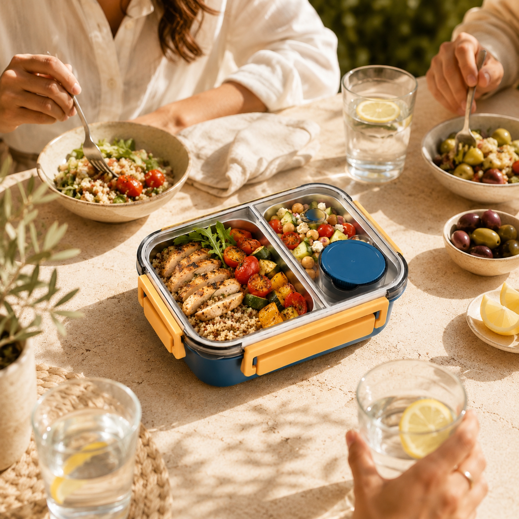 Lunch box inox isotherme - 850 ml Compartimentée Bleu – Image 3