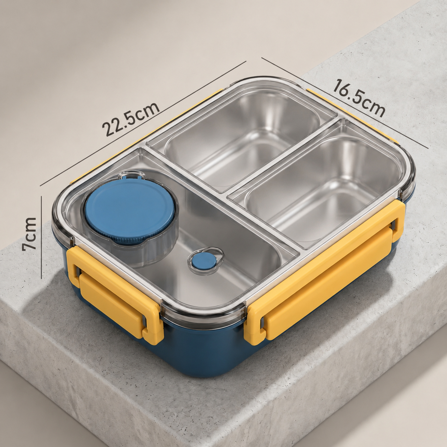 Lunch box inox isotherme - 850 ml Compartimentée Bleu – Image 5