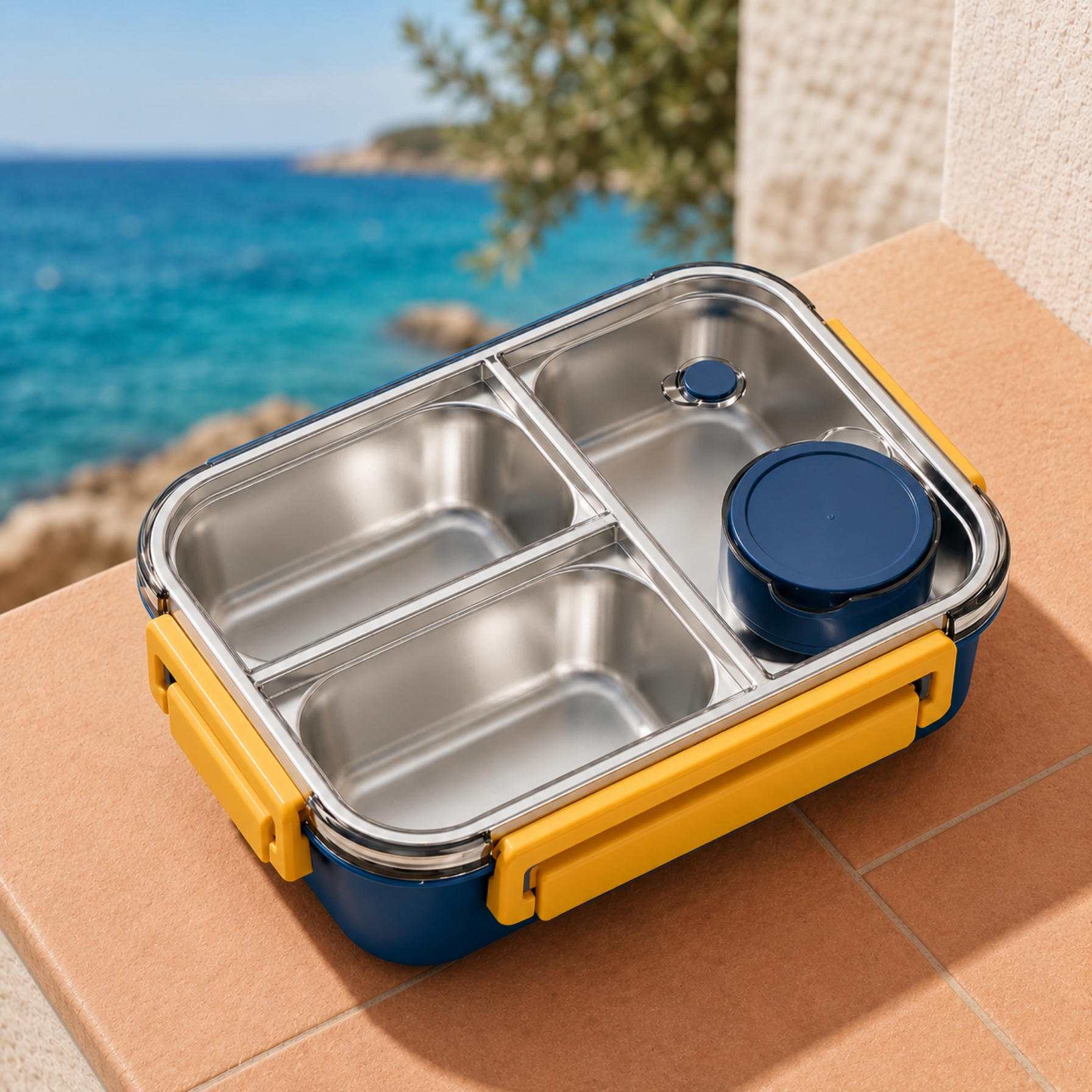 Lunch box inox isotherme - 850 ml Compartimentée Bleu – Image 7