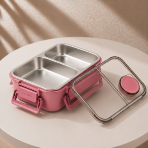 Lunch box inox isotherme - 850 ml Compartimentée Rose