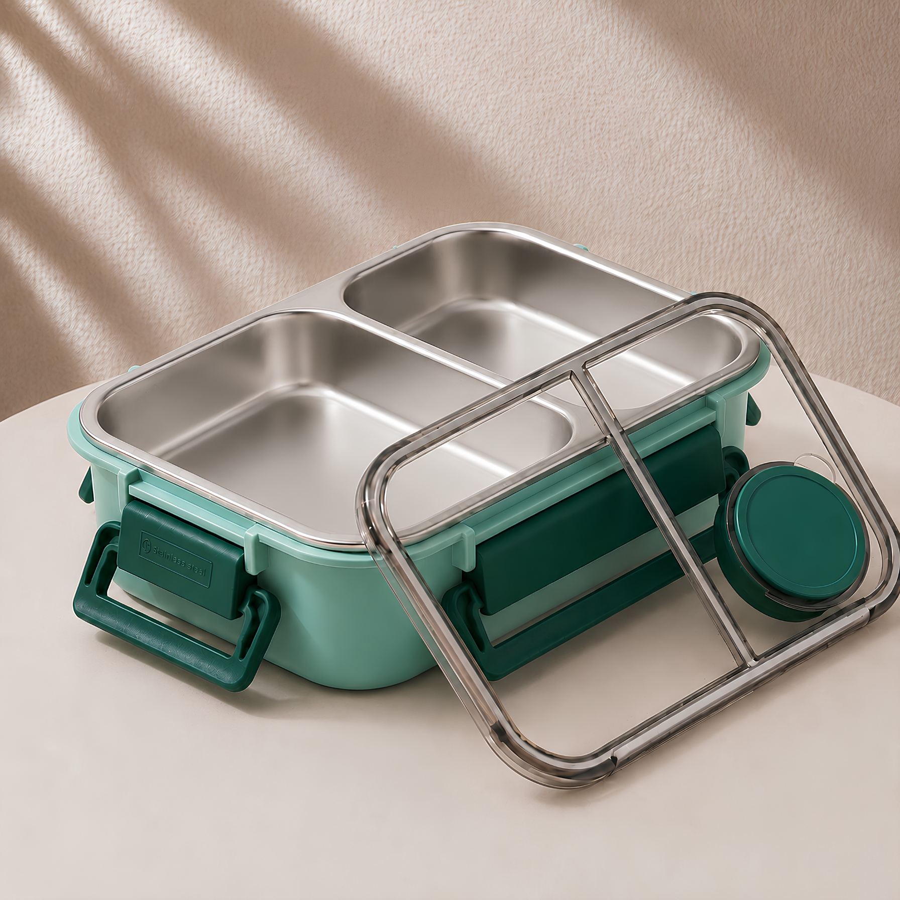 Lunch box inox isotherme - 850 ml Compartimentée vert