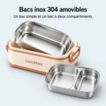 Bacs inox amovibles de la lunch box inox isotherme avec sac