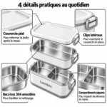 Planche technique de la lunch box inox isotherme avec sac