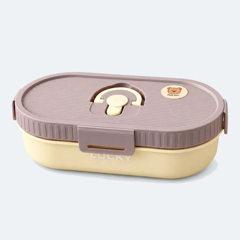 Lunch box enfant ovale 850 ml violette, bac inox, clips et poignée rabattable