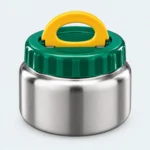 Mini pot isotherme inox 240 ml à couvercle vert et poignée jaune