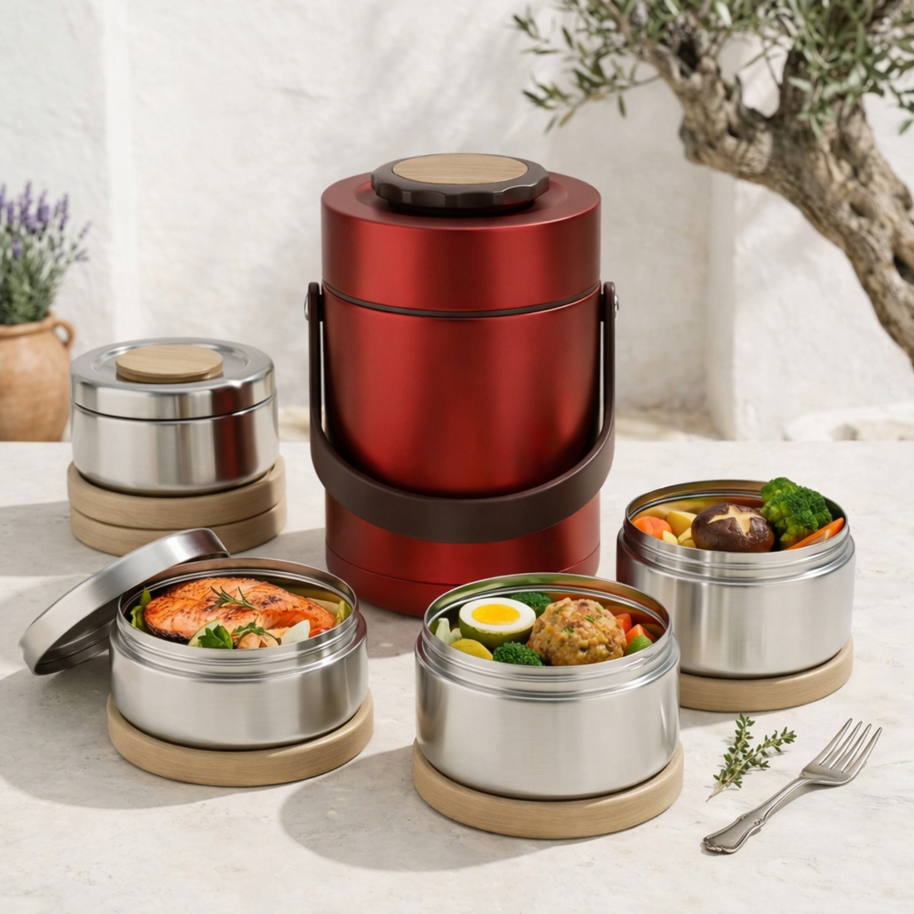 Lunch box isotherme inox - Rouge 304 grande capacité – Image 2