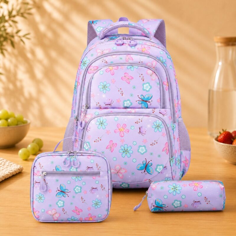 Sac à dos enfant Colors Eyes avec sac à lunch et trousse assortis