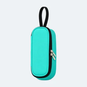 Trousse isotherme compacte turquoise avec dragonne noire et double zip