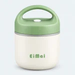 Thermos repas chaud inox 460 ml blanc et vert clair, couvercle à poignée