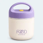 Thermos repas chaud inox 460 ml blanc et violet, couvercle à poignée