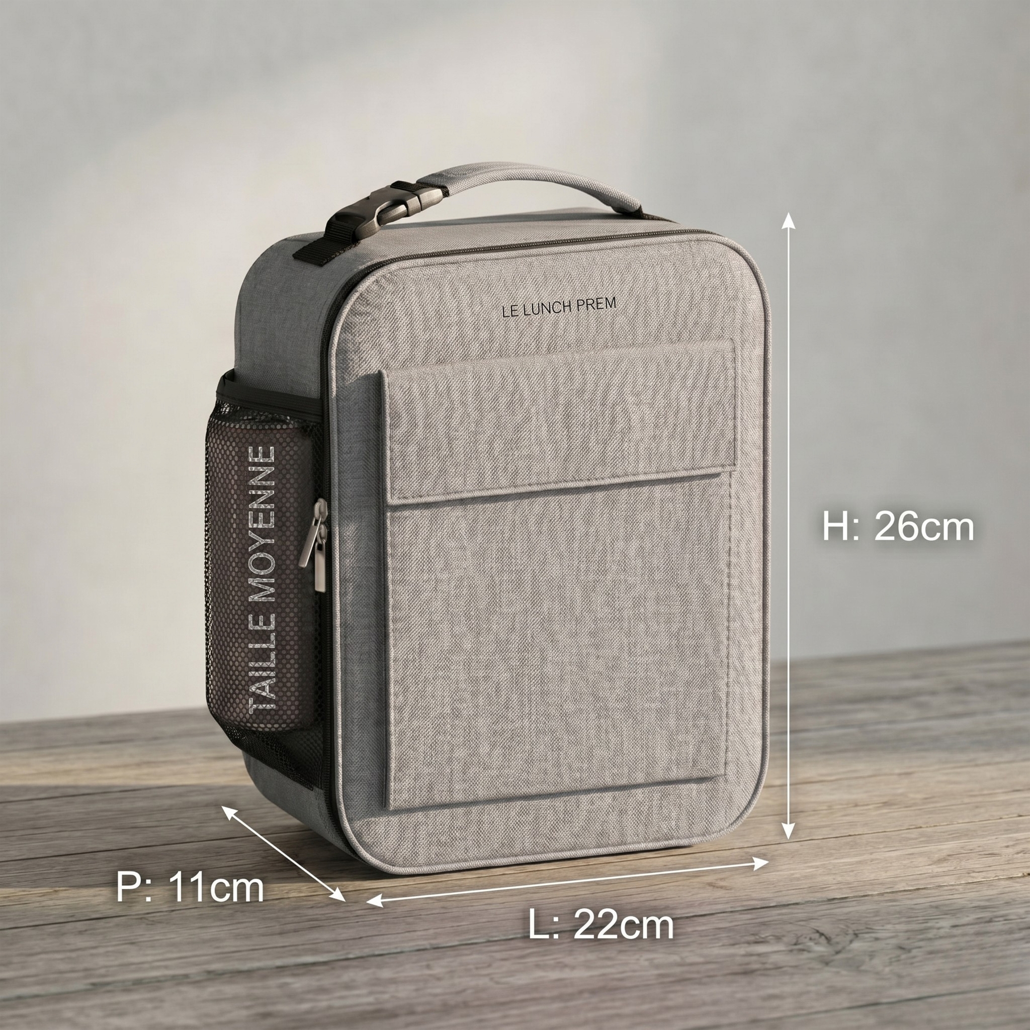 sac déjeuner rouge et gris