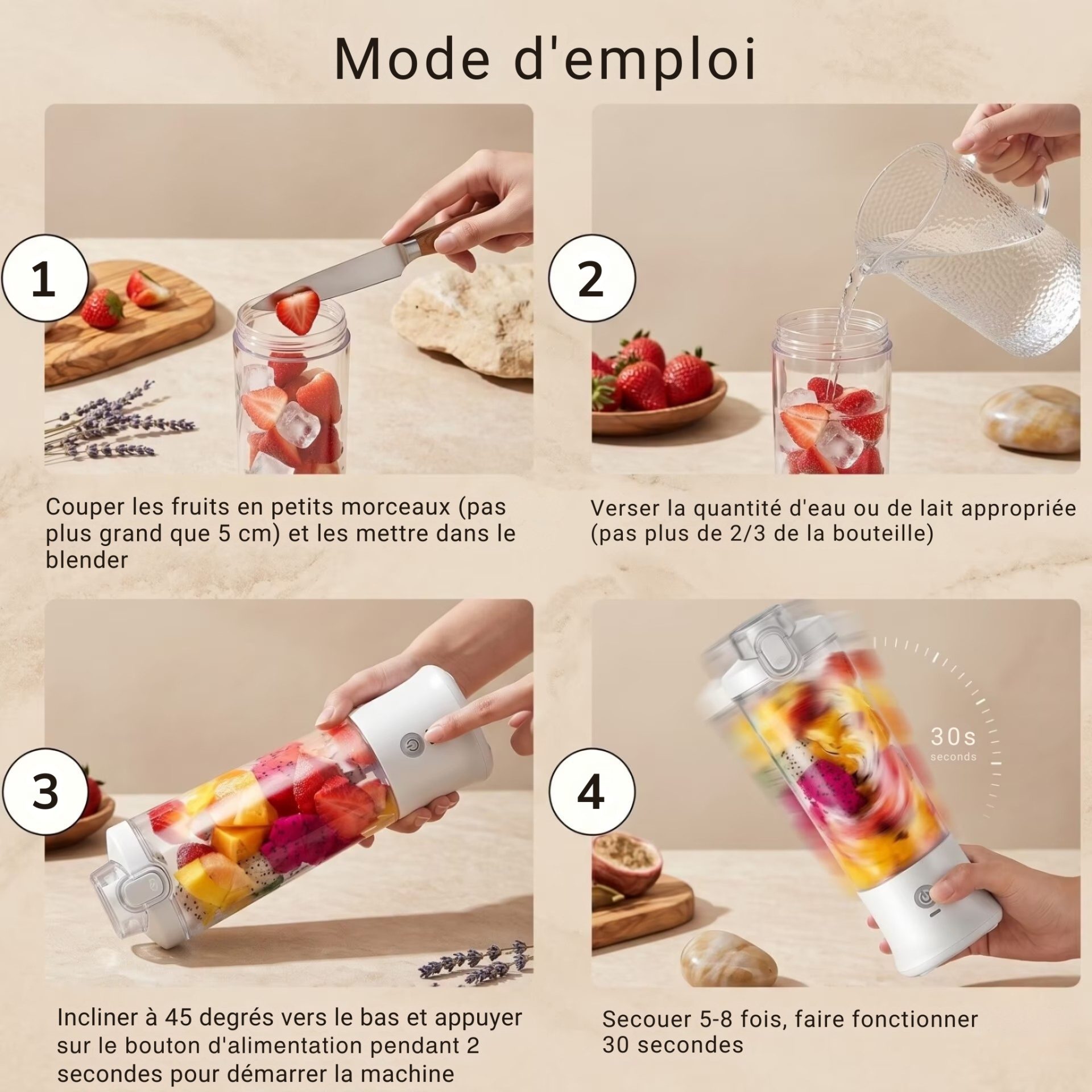 Mini mixer blender - 600 ml, puissant et rechargeable – Image 4