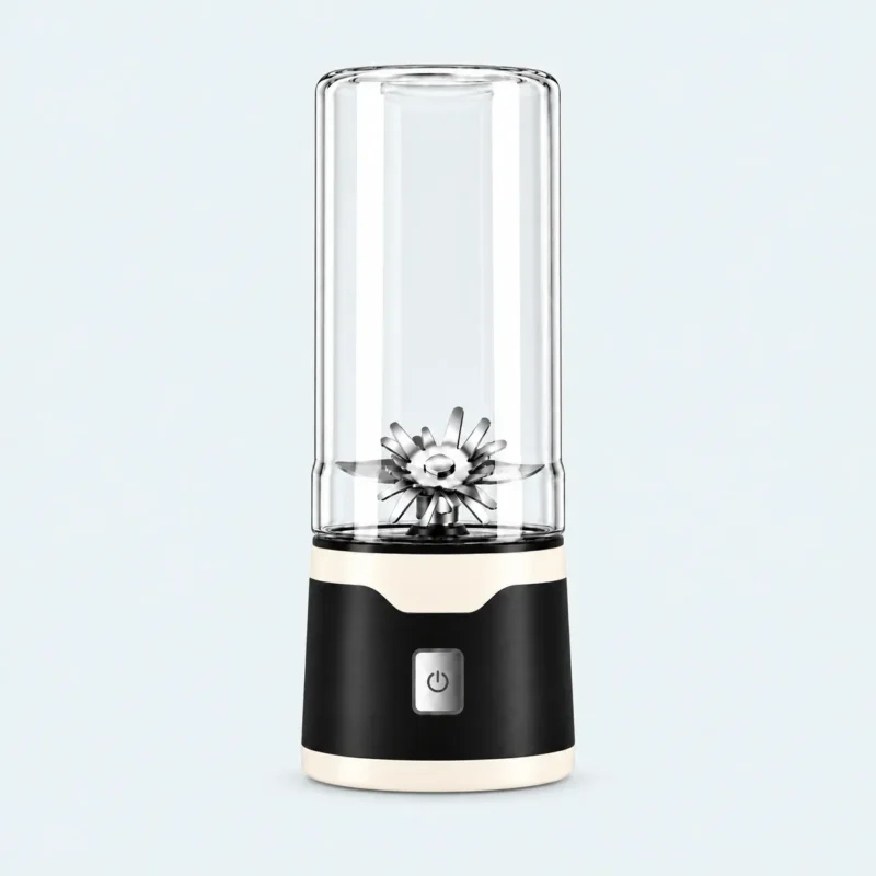 Mini Mixer Blender 450 ml noir et crème avec récipient transparent et bouton de mise en marche
