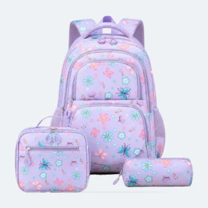 Ensemble sac à dos enfant Colors Eyes violet avec sac à lunch et trousse