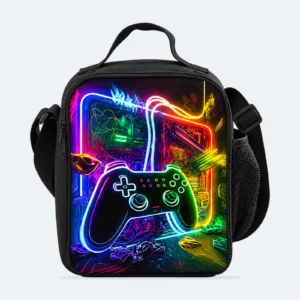 Sac isotherme enfant Design Game Pad lumineux noir et multicolore