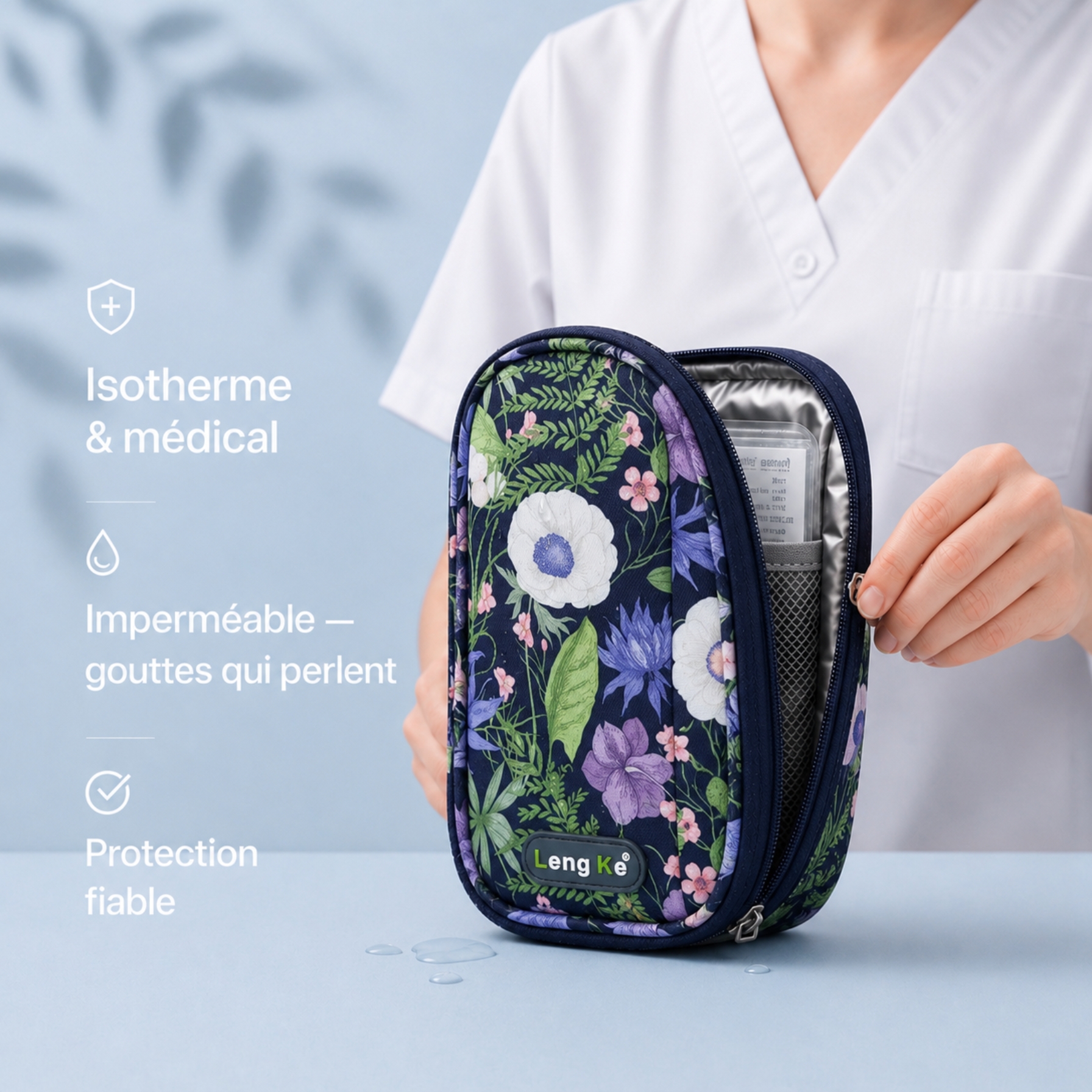 Sac isotherme pour insuline floral