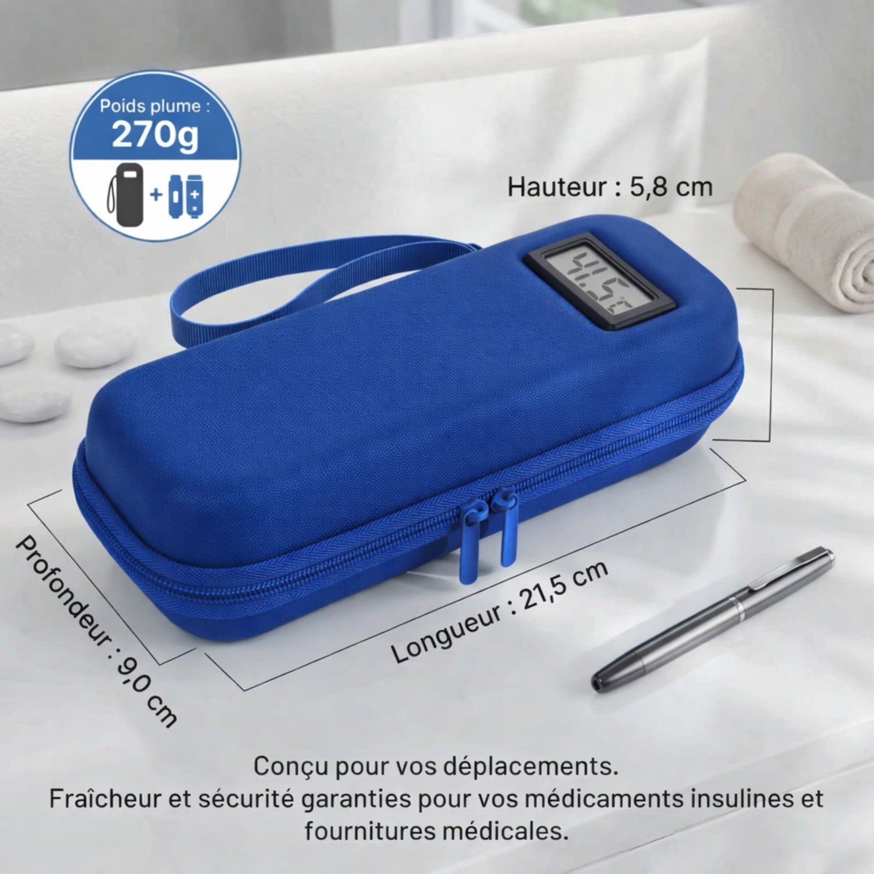 voyage bleu sac isotherme medicament