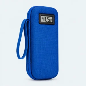 Sac isotherme médicaments bleu, étui rigide avec afficheur de température et dragonne