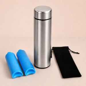 Pochette insuline isotherme avec boîte réfrigérante argent en acier inoxydable 304
