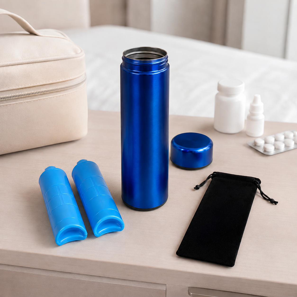 Pochette insuline isotherme – Boîte réfrigérante bleue en inox – Image 4