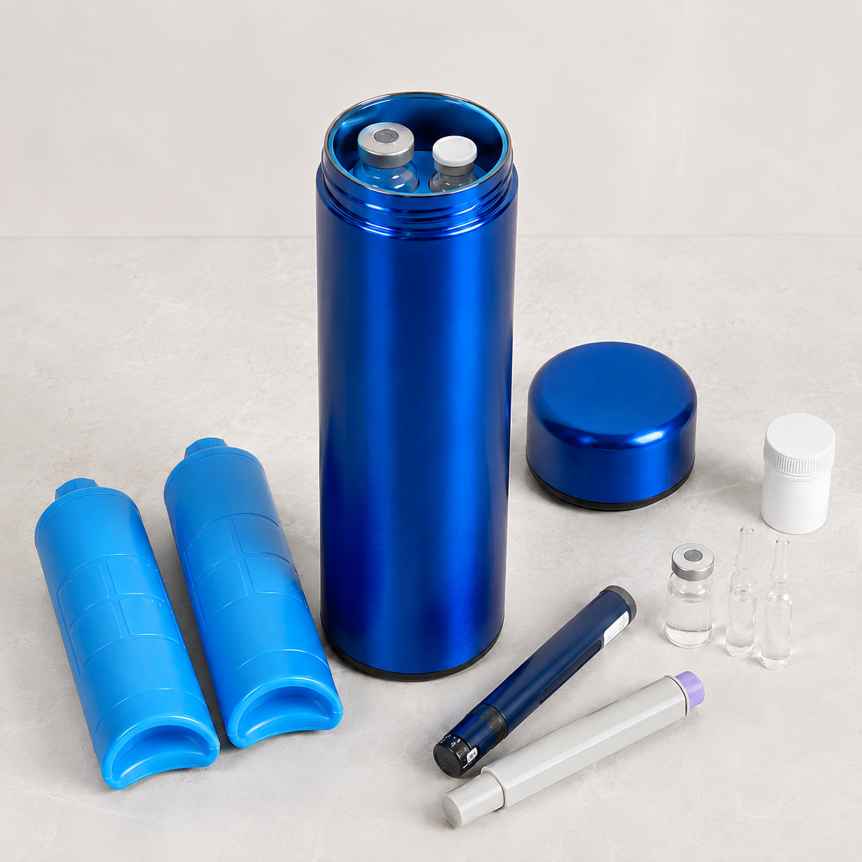 Pochette insuline isotherme – Boîte réfrigérante bleue en inox – Image 6