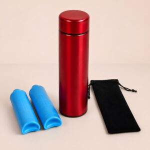 Pochette insuline isotherme rouge en acier inoxydable avec bouteille de froid réutilisable